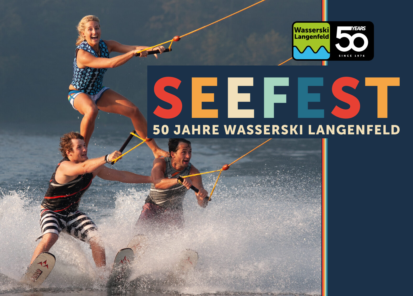 WL_Seefest_21 Juni Header Retro Dreierpyramide Wasserski Fahrer